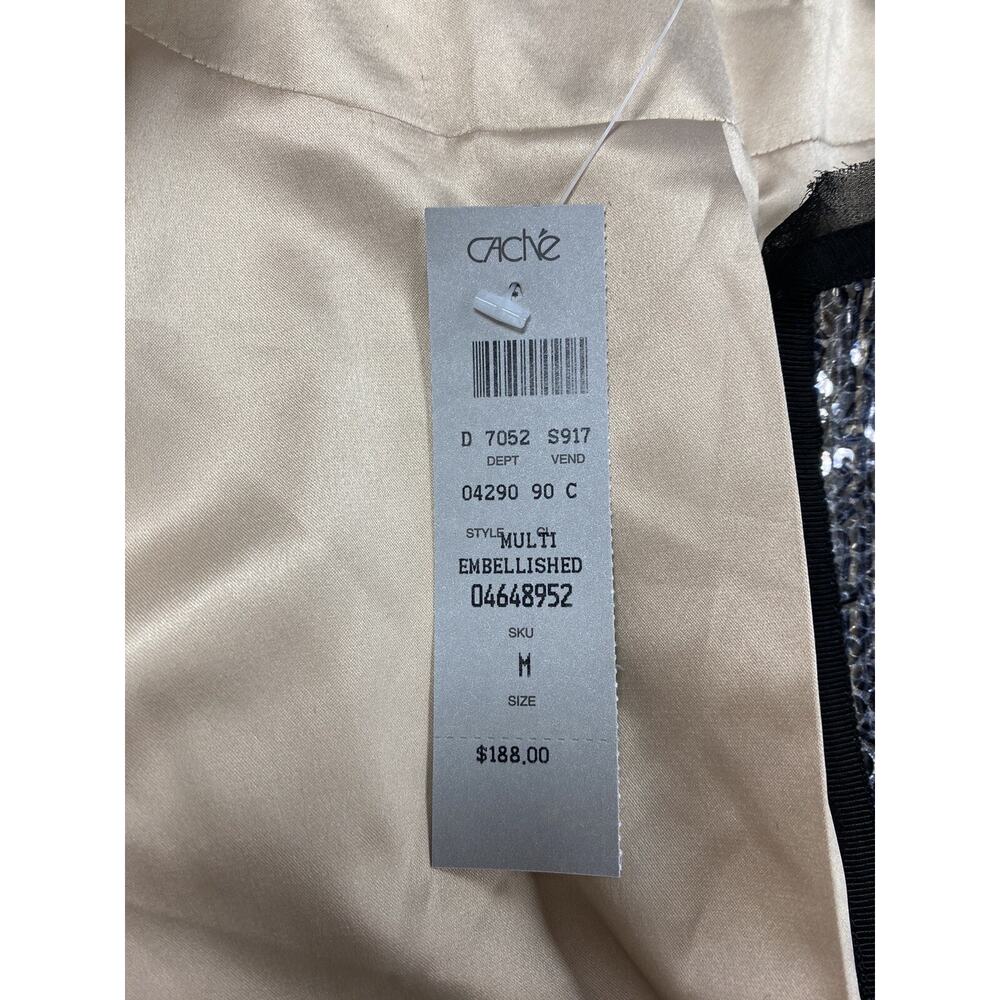CACHE Silver Black Sequin Jacket Medium NWT $188 … - image 5
